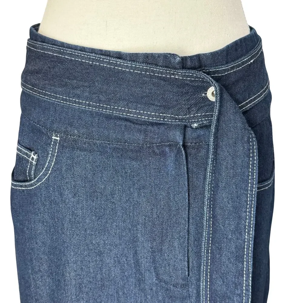 ADOLFO DOMINGUEZ Womens Dark Wash Denim Wrap‎ Maxi Skirt Size 36 / US Sz 2